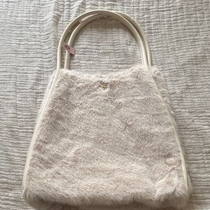 NWT Victorias Secret Cream Faux Fur Tote Bag